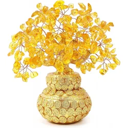 Bwinka Feng Shui Citrine Multicolor Crytal Money Tree Bonsai with Chinese Decoration for Luck and Wealth