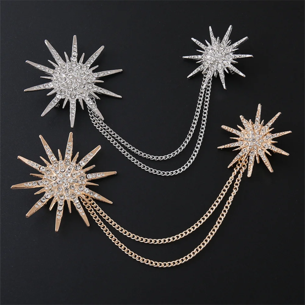 Retro Star Chain Brooch Tassel Star Chain Brooch Personalized Decorative Pin for Suit Dress