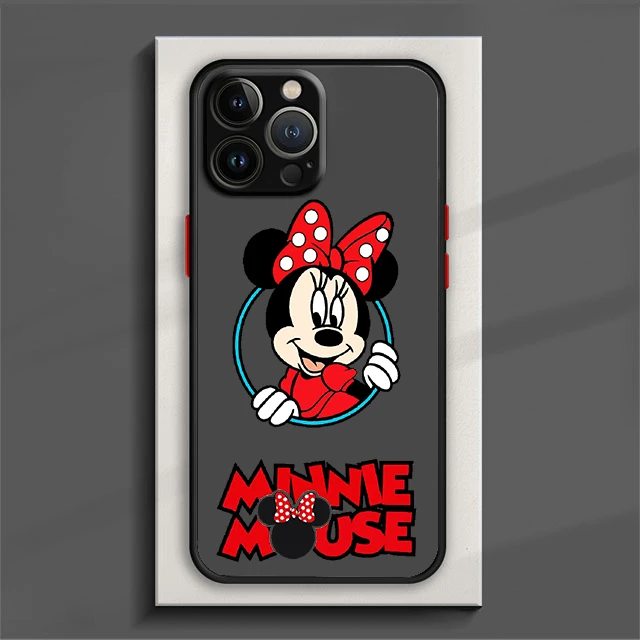 Mickey Minnie Love Phone Case For iPhone 15 14 13 12 11 Pro Max mini XS Max XR X 8 Plus SE Frosted Translucent Cover