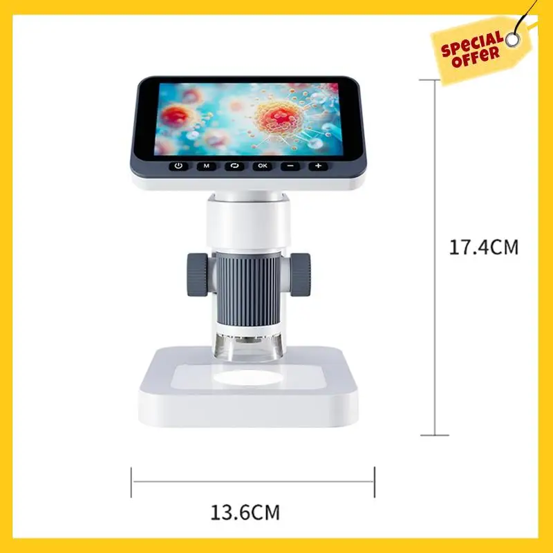 مجهر ABDE-Electron بشاشة 4.5 بوصة IPS محمول عالي الدقة لإصلاح الهاتف المحمول تركيز يدوي 1080P تكبير 1000X