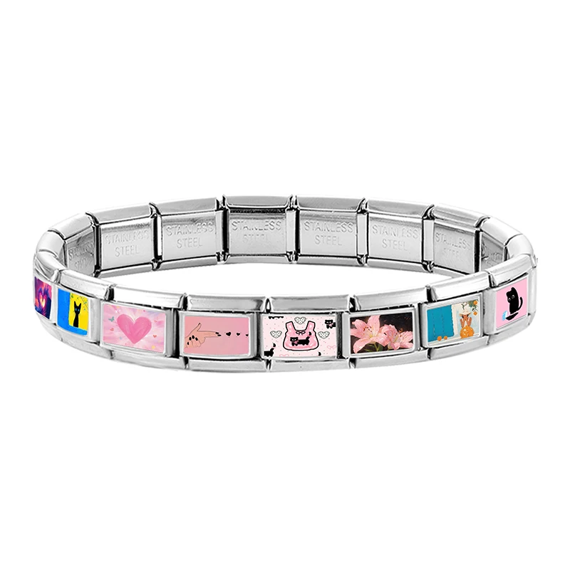 Y2K Niedliche Katzen, Hunde, Blumen, Hasen, Herzen Italienische Charms Passend für 9mm Edelstahl Damen Herren Armband DIY Schmuckherstellung Großhandel – Detail 4
