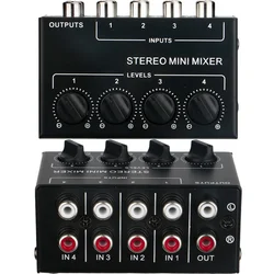 4 6 Channels Stereo Passive Mixer Audio Mixer Portable Sound Mixer RCA Input Ultra Low Noise for Live Studio CD Players