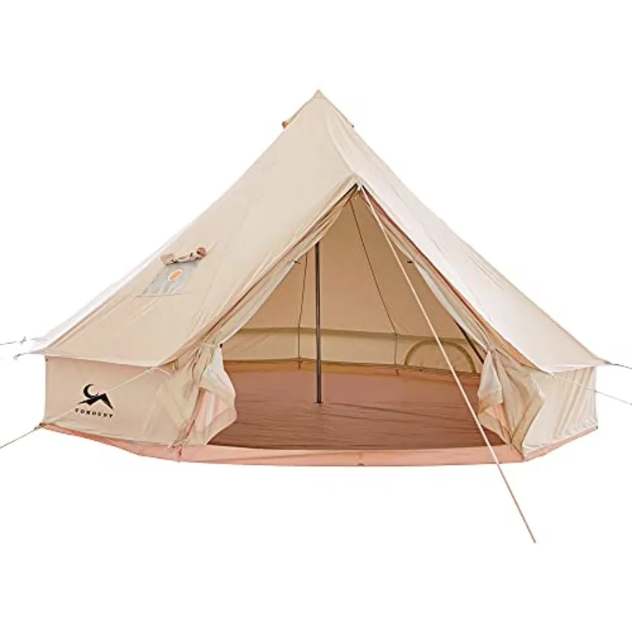 

Палатка-юрта TOMOUNT Canvas Tent Bell с отверстием для печи, съемным дном на молнии для глэмпинга, кемпинга на грузовиках и автомобилях