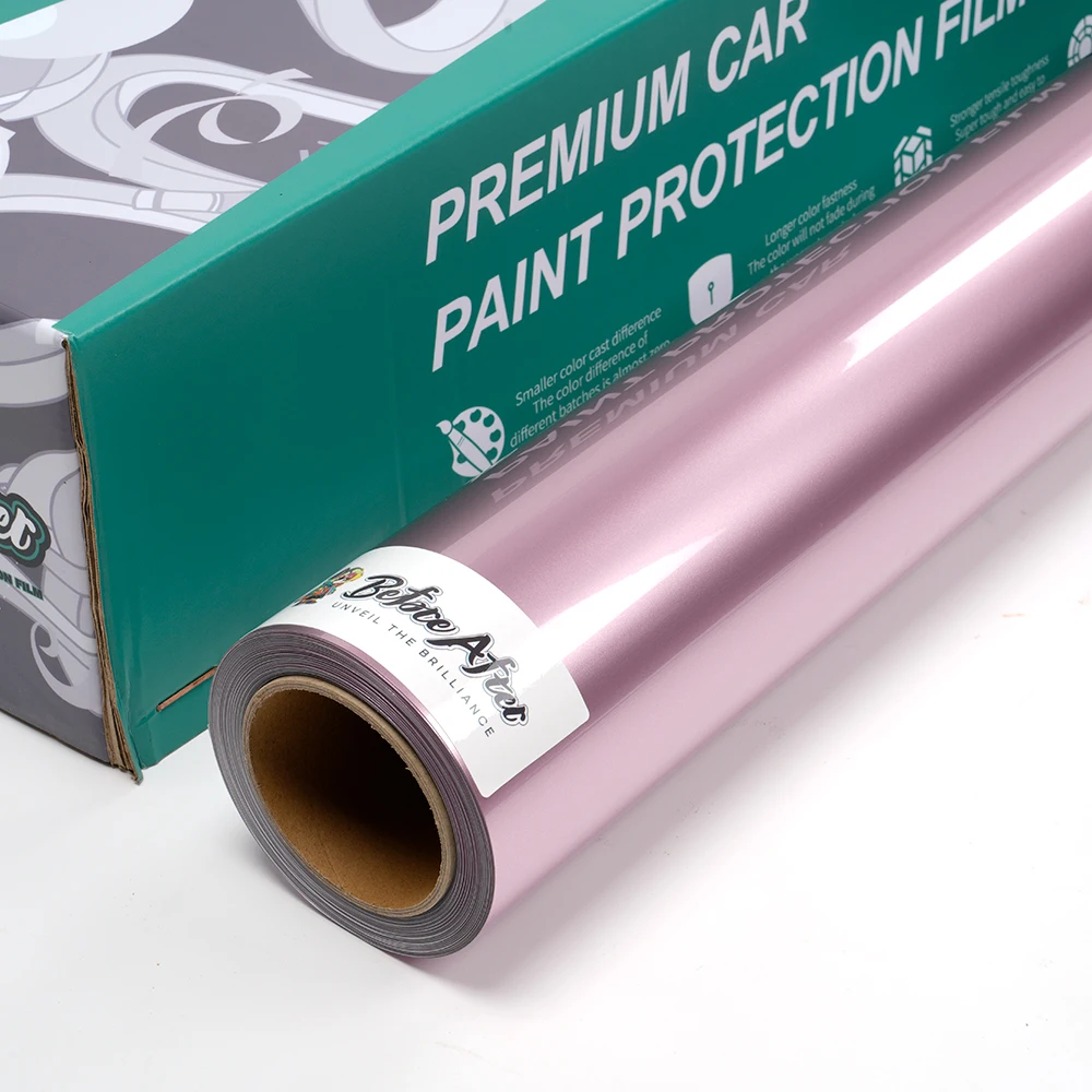Customizable Car Wrapping Film 1.52X17M Bright Metal Light Powder Car Wraps Glossy Metallic Passion Pink Car Vinyl Wrap