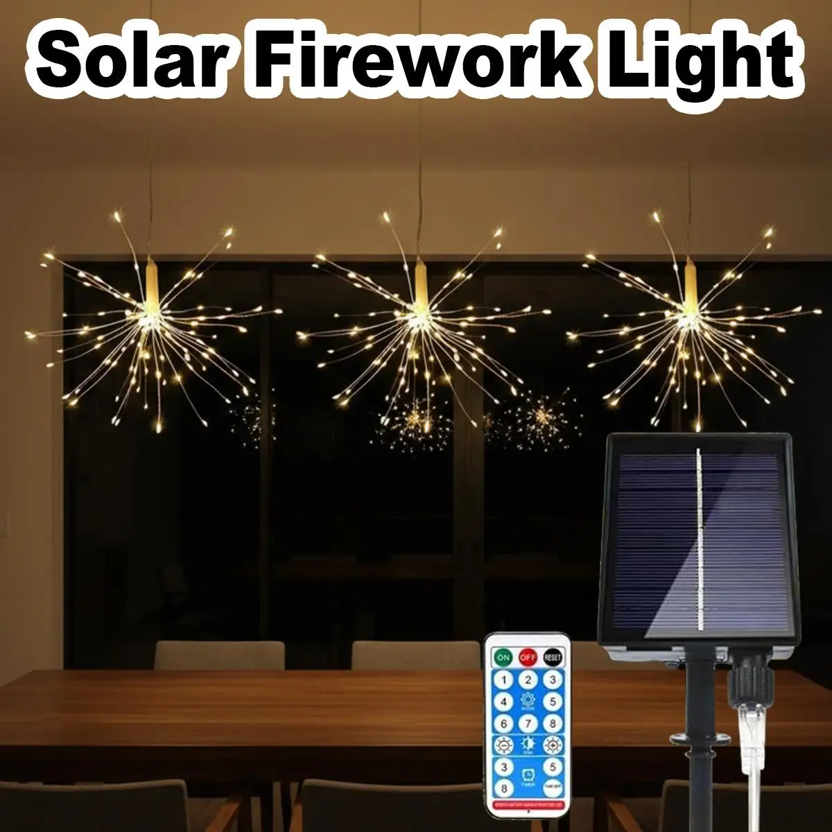 

Solar Firework Light Remote Control Warm White Dandelion Fairy Lamp Outdoor Yard Patio Decorative Christmas Art Deco Room Home