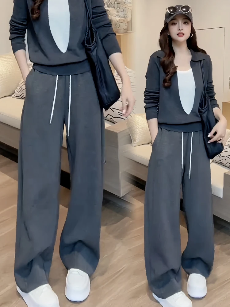 패셔너블 와이드 레그 팬츠 여성용 레이지 스타일 하이 웨이스트 스트레이트 컷 캐주얼 바지 가을 2025 트렌디 스트리트웨어