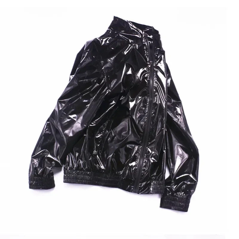 

2026 Men's metal nightclub dance clothes motorcycle DJ singer shiny windbreaker