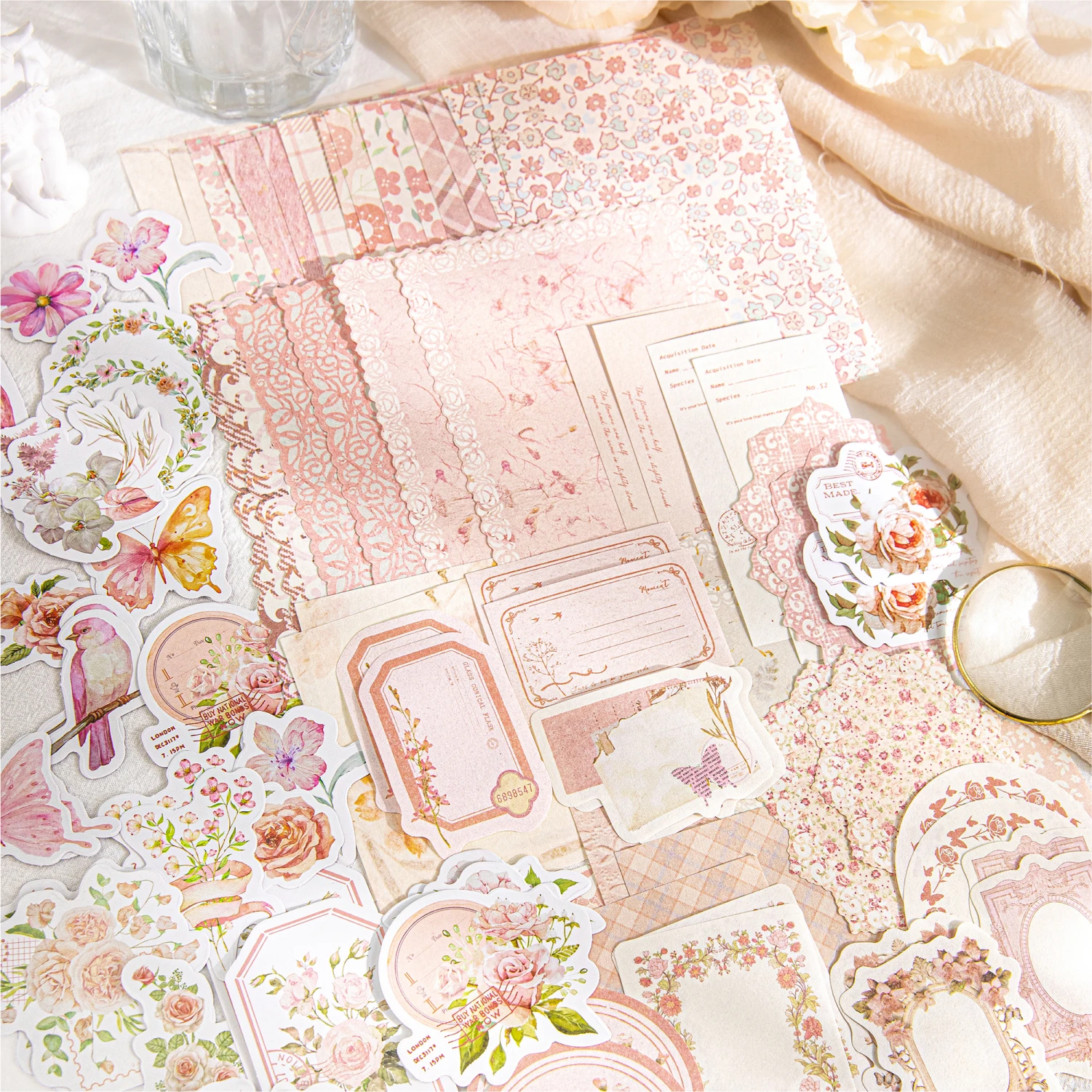 Kit de Papel Floral Artístico Vintage con Diseño de Acuarela, Papel Decorativo Botánico para Manualidades, Collage y Creación de Fondos