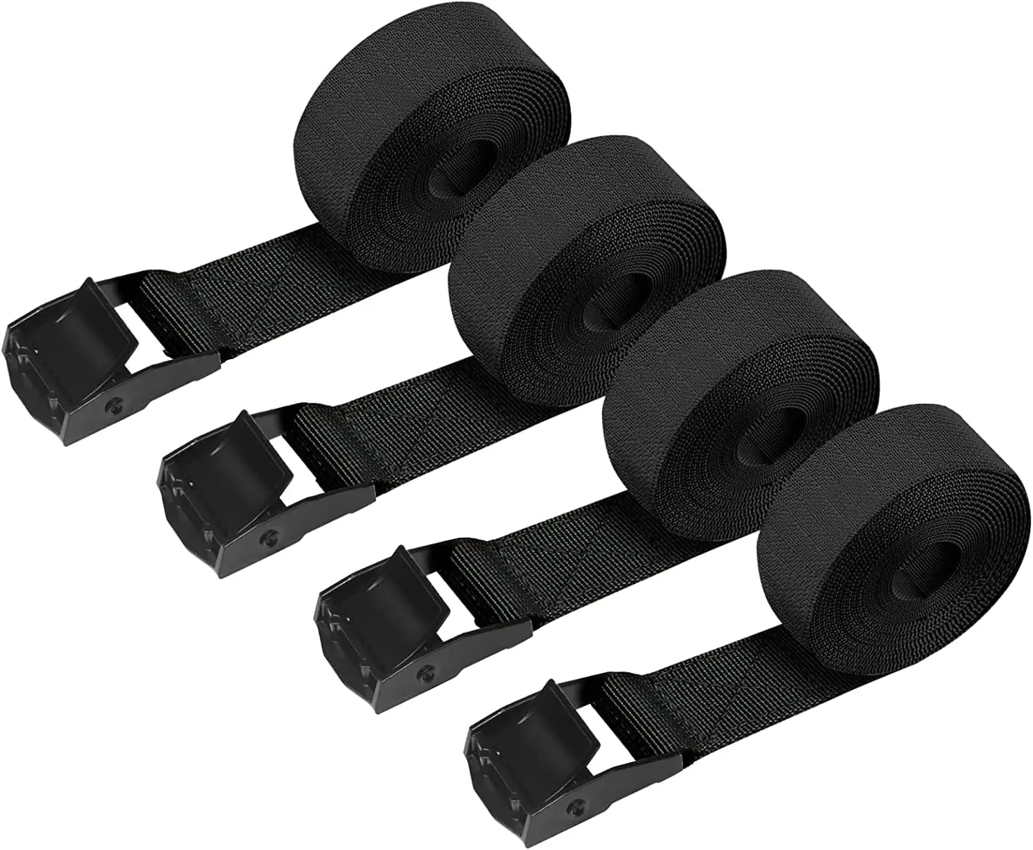 

4-Pack Heavy-Duty Tie Down Straps, 5ft x 1", Adjustable Buckle for Cargo, Luggage, Bikes, and Vehicles