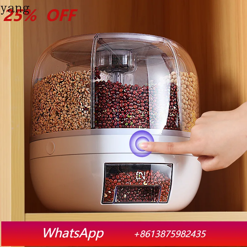 

LMM grid rotating multi-grid storage box for whole grains, household insect-proof and moisture-proof sealed rice storage box