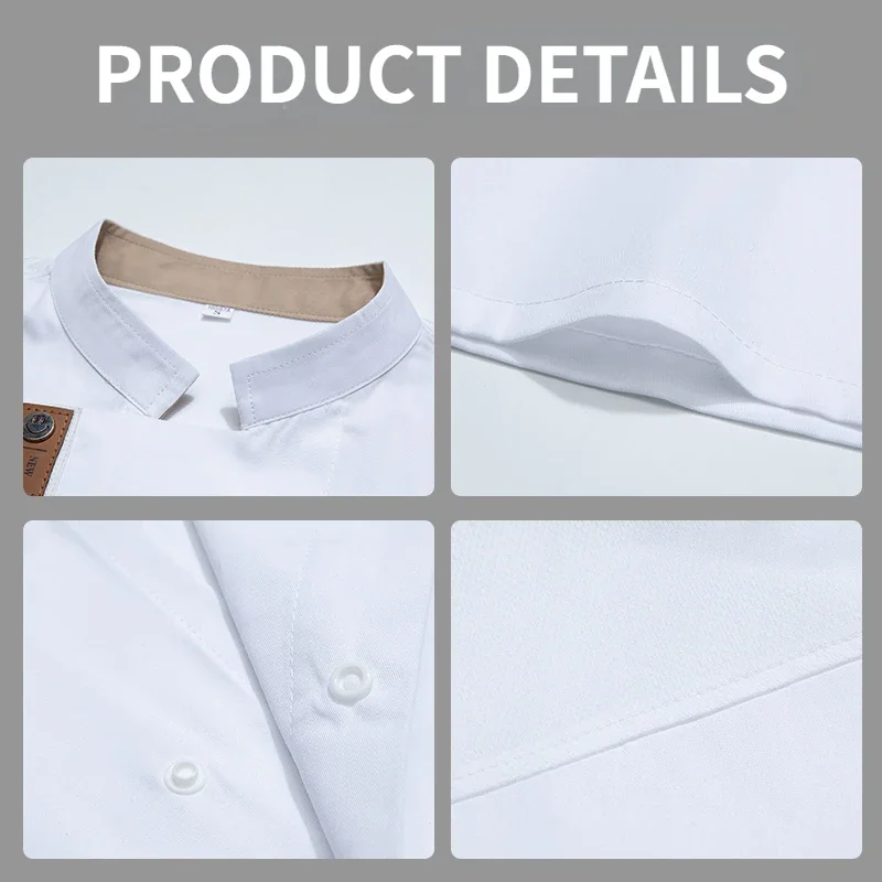 Men Chef short sleeve Jacket Breathable Chef coat Restaurant Kitchen black kitchen Chef uniform apron Summer work clothes logo