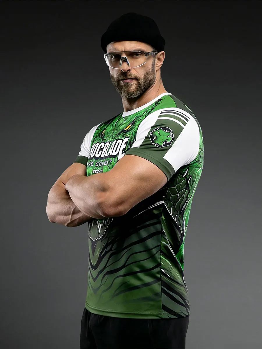 

Мужская футболка VSZAP Dominant Crocodile с коротким рукавом, повседневная спортивная одежда, быстросохнущая, облегающая, с круглым вырезом