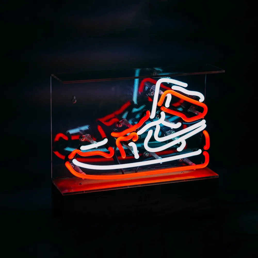 Retro glass basketball shoes neon, gift-giving decorative night light, bedroom wall light ornament, desk lamp street