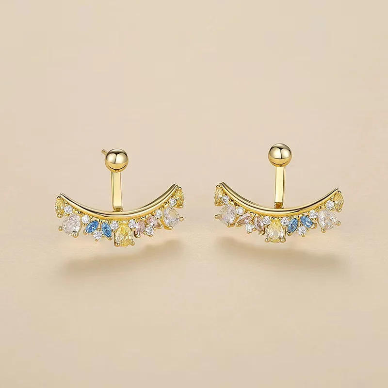 

Rainbow Smile Earrings with Colorful Diamonds - Stunning Stud Earrings for a Bright and Cheerful Look