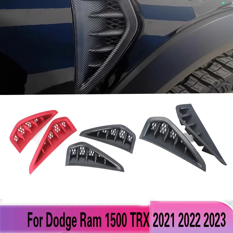 

For Dodge Ram 1500 TRX 2021 2022 2023 ABS Carbon Fiber Matte Auto Air Flow Bumper Side Vent Decal Car Fender Trim Decorative