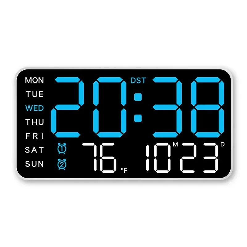 

Voice Control Alarm Clock USB Powered LED Digital Clocks Temp Date Week Display 12/24H DST Brightness Adjustment 2-Alarms Clocks