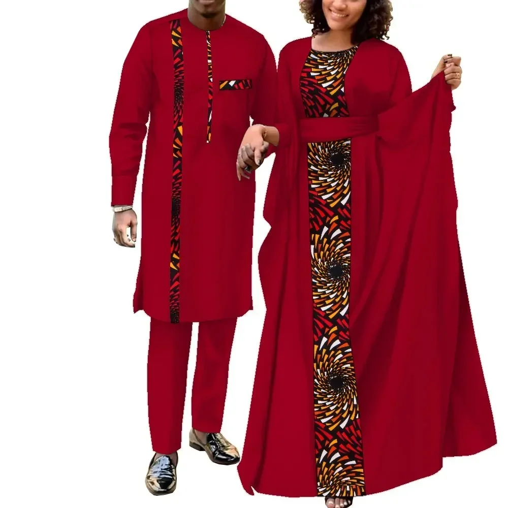 Tenues de couple africaines pour femmes et hommes, ensembles assortis, robes africaines, vêtements de mariage Dashiki, Wyq949