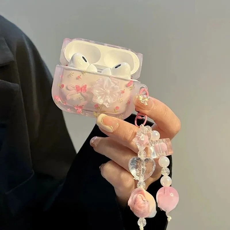 غطاء سماعة رأس مطبوع على شكل فراشة متدرجة ثلاثية الأبعاد لأجهزة AirPods 4 3 2 1 Pro2 حافظة TUP لأجهزة AirPods Pro 2 Coque Fundas