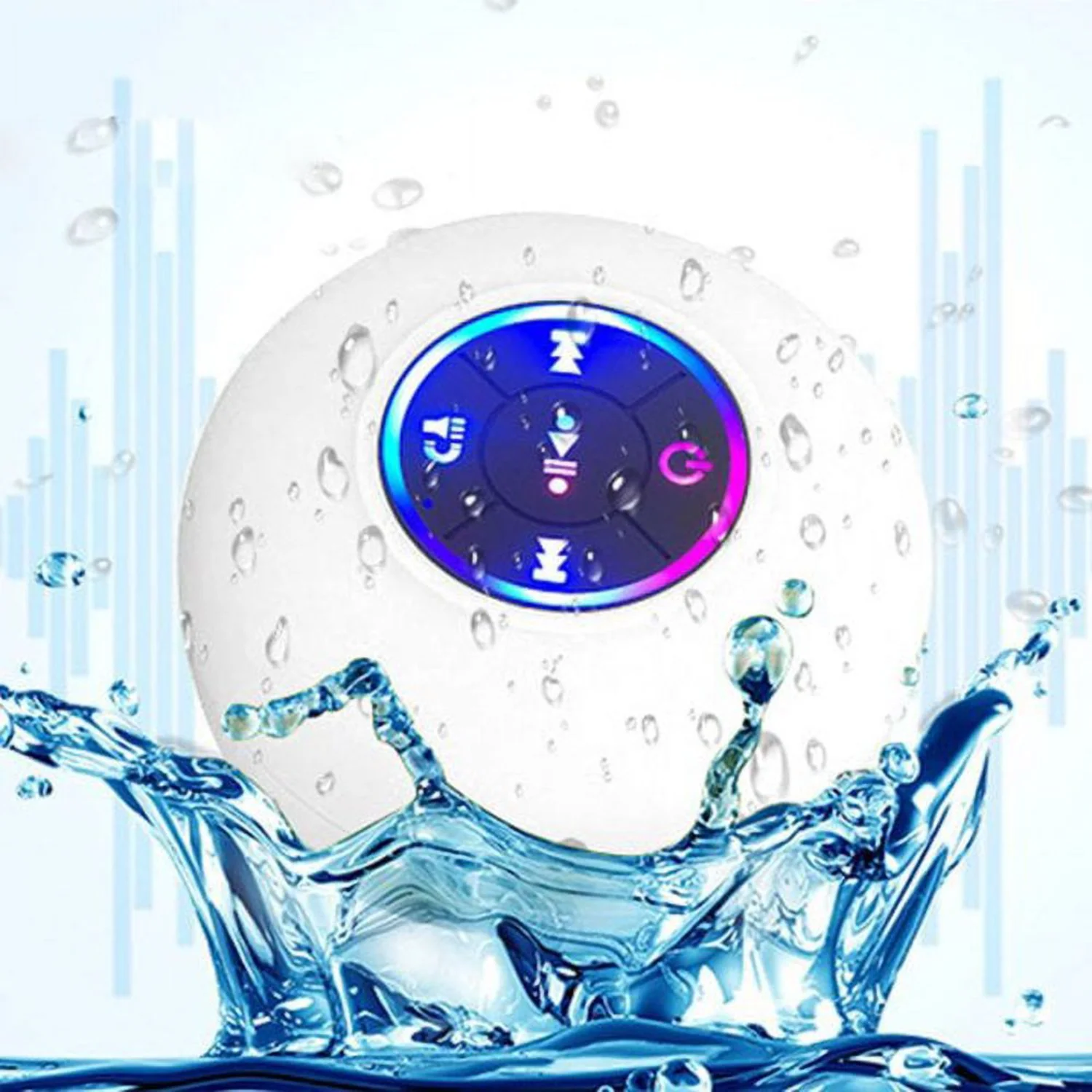 

Shower Speaker With Color Light Handsfree Speakerphone With Built-in Mic Dedicated Suction Cup For Showers Bluetooth 5.0 IPX4 Wa