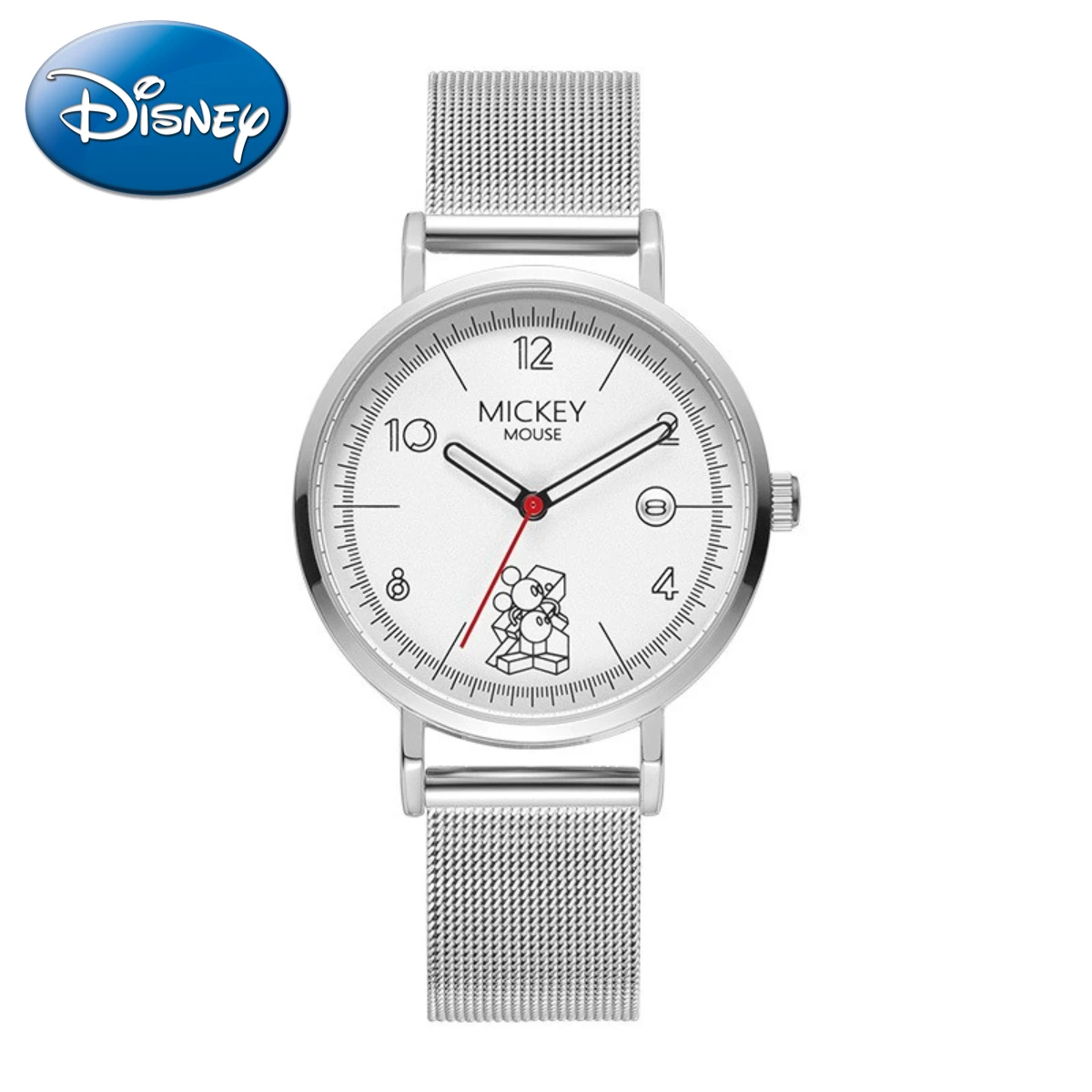 Disney Gift With Box Mickey Minnie Series Light Simple Calendar Waterproof Student Watch Quartz Clock Relogio Masculino