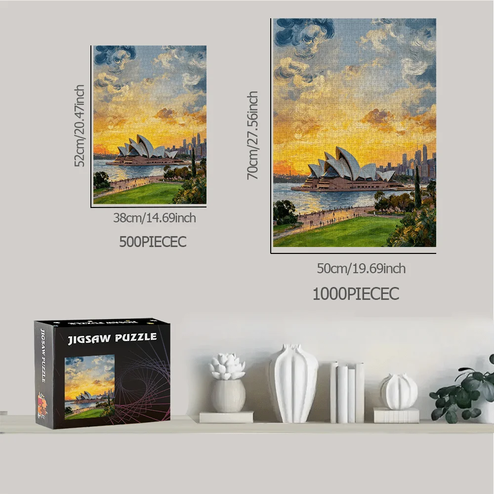 500pcs/1000pcs Sydney Opera House & Sydney Skyline Jigsaw Puzzle - Challenging Intermediate Puzzle Suitable for s &, Portable