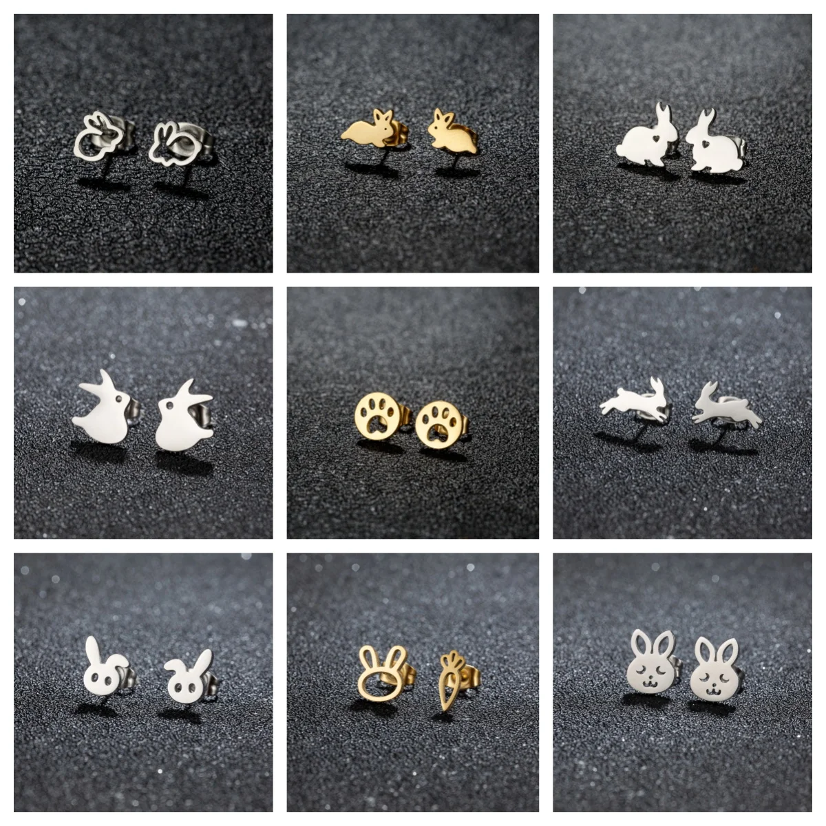 Cute Animal Paw Rabbit Carrot Stainless Steel Earrings Studs Woman Charms Trendy Jewelry Decoration Birthday Party Gift for Girl
