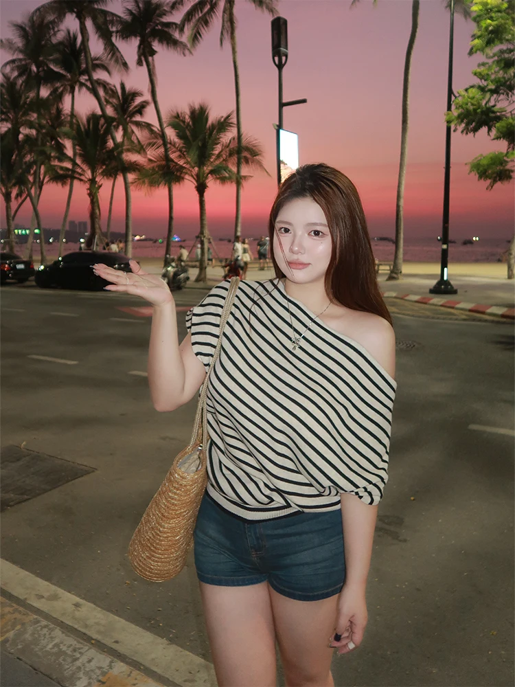 

Retro Denim orts Women's Straight Leg Cotton Pants New Arrival Fall Season Striped Pattern plus Size Ladies Faion