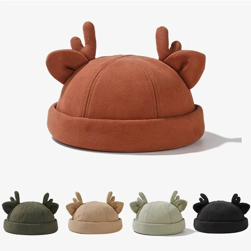 

New Fashion Cotton Brimless Hat Outdoor Women Creative Cute Dome Landlord Cap Hip Hop Men Personality Adjustable Melon Fur Hats