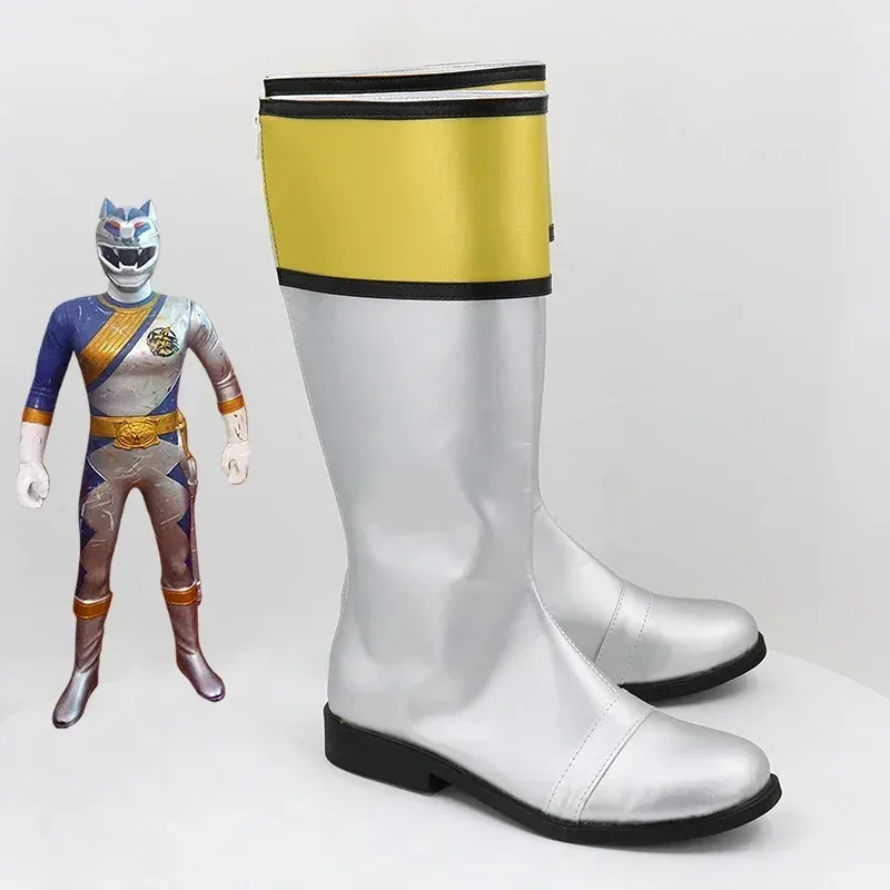 Realcos hyakujuu sentai gaoranger gaosilver tsukimaro ogami cosplay sapatos botas halloween cosplay traje acessório