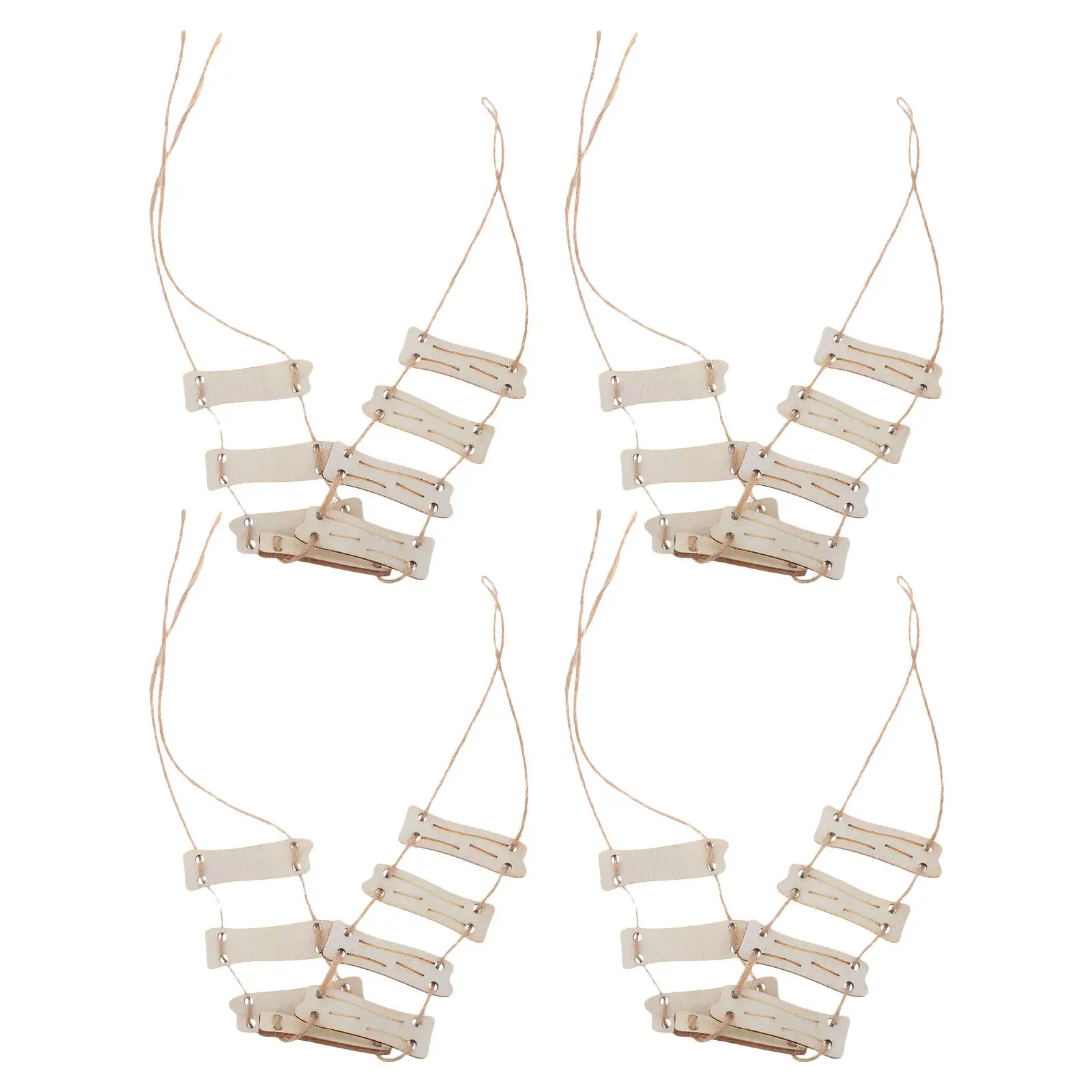 

Набор из 4 миниатюрных деревянных веревочных лестниц ручной работы для декора сказочного сада, сцены с гномами, мини-ландшафтного орнамента