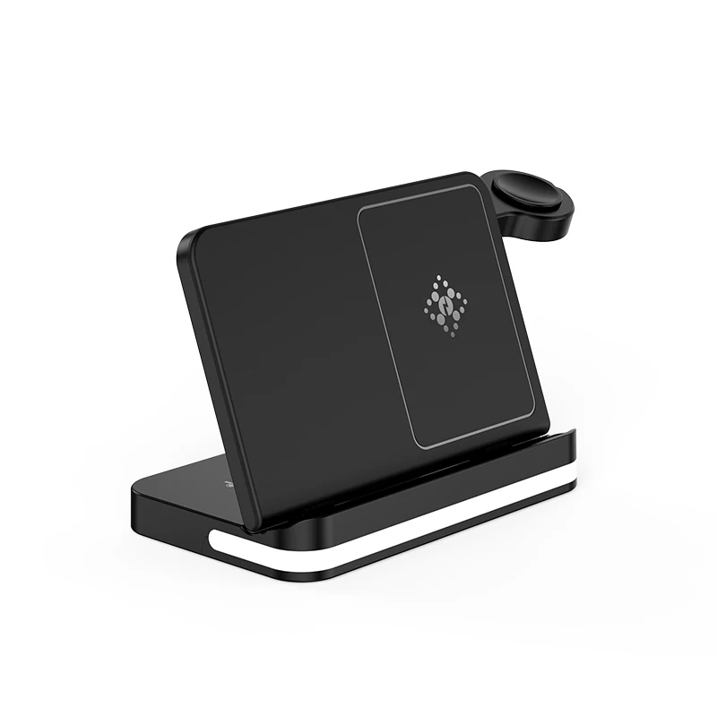 

The four in one desktop wireless charger can be used as a tablet stand or charged while playing