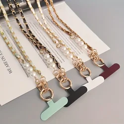 Mobile Phone Lanyard Women's Long Neck and Shoulder Strap Phone Case Universal Lanyard Long Crossbody Pearl Pickup Chain