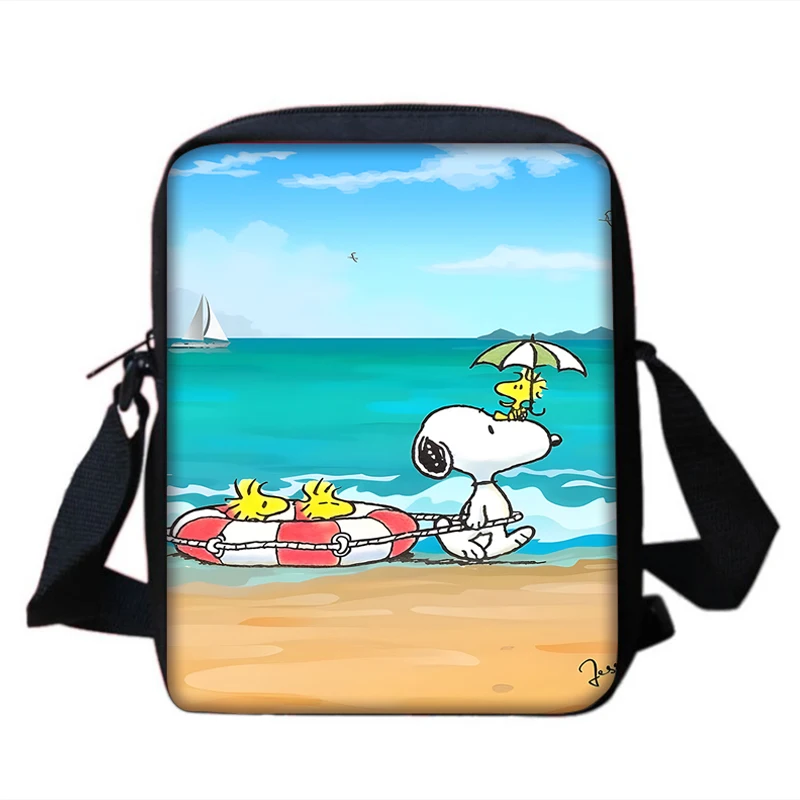 Süße Anime Snoopys Junge Mädchen gedruckt Schulter Umhängetasche Kind lässig Handtasche Männer Frauen Telefon Tasche Einkaufstasche