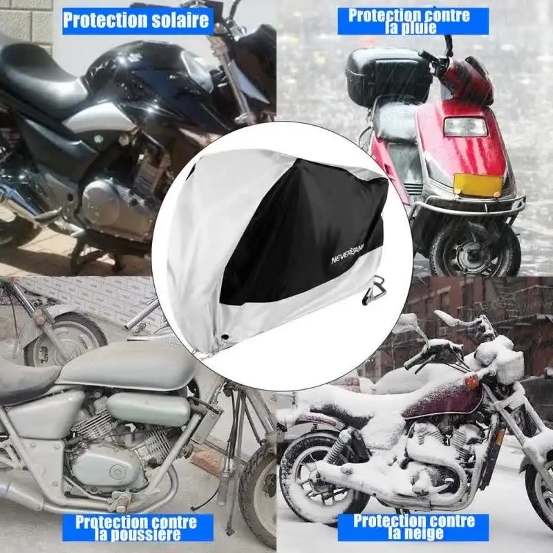 NOVSIGHT Motorhoezen Zwart Zilver Waterdichte Motoren Scooter Crossmotor Stof Regen Sneeuw UV Protector Cover Indoor Kap