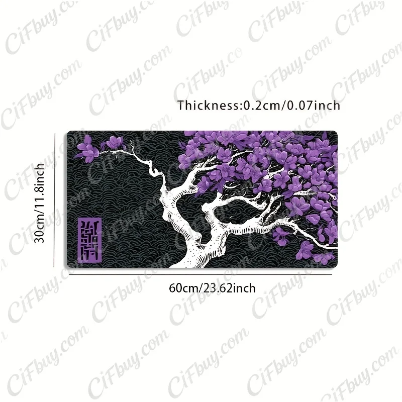 CIFbuy Mouse Pad Large Purple Flower Wood Wave Art Print Smooth Cursor Precise Tracking Non-Slip Washable Durable Gaming Office