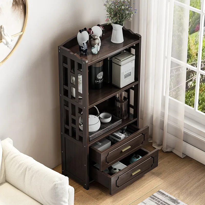 

Modern simple living room tea cabinet ornament new Chinese floor multi-layer storage household living room rack tea cabinet