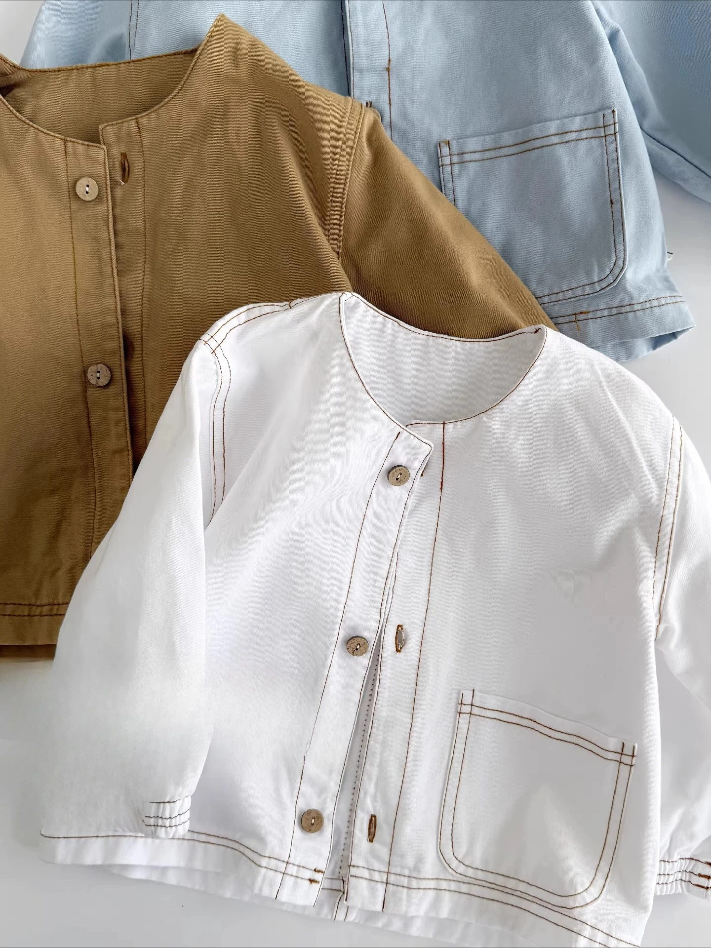 Childrens 26 New Spring and Autumn Jackets Outdoor Refreshing Pure Cotton Jackets Cardigans Woven Twill with Texture