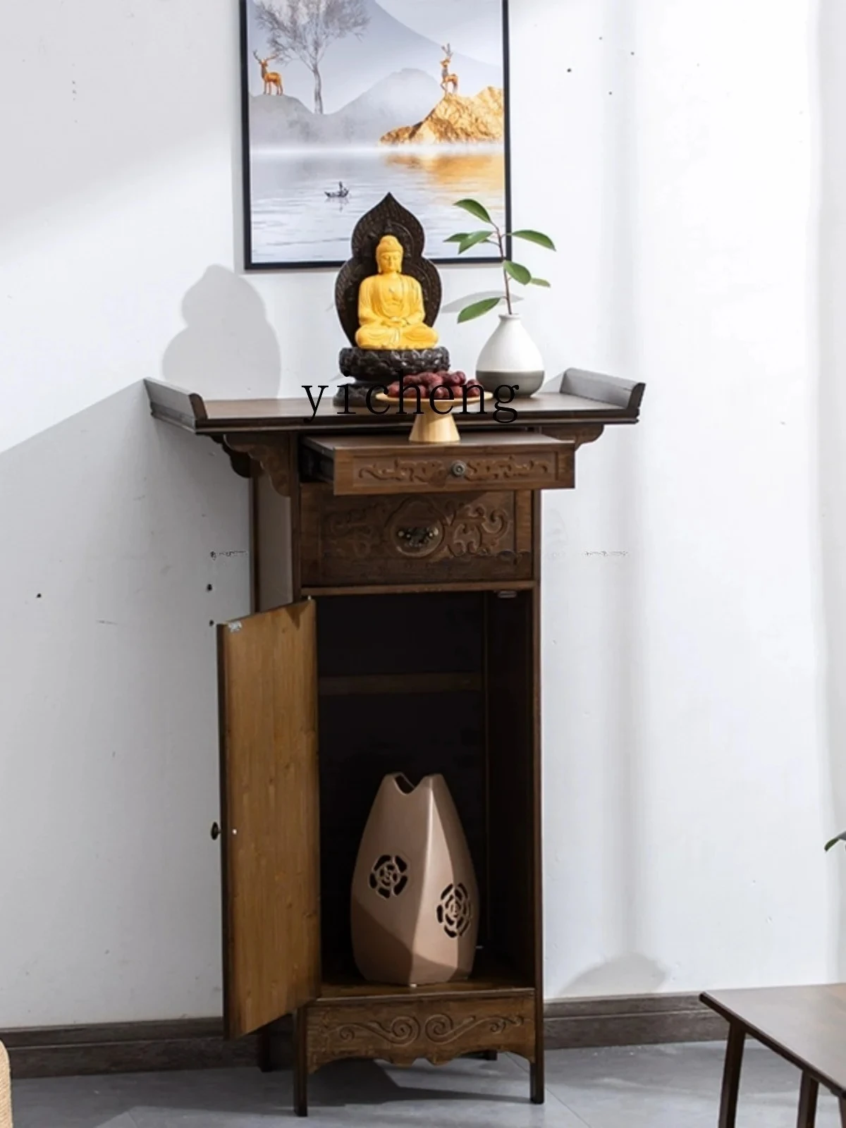 a7 Altar a Long Narrow Table New Chinese Style Altar Home Porch God of Wealth Worship Table