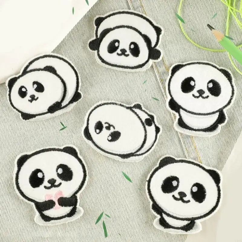 6 Pcs Lovely Panda Sewing Patches Iron on Patches Embroidery Patches for Clothes Y08E - view 4