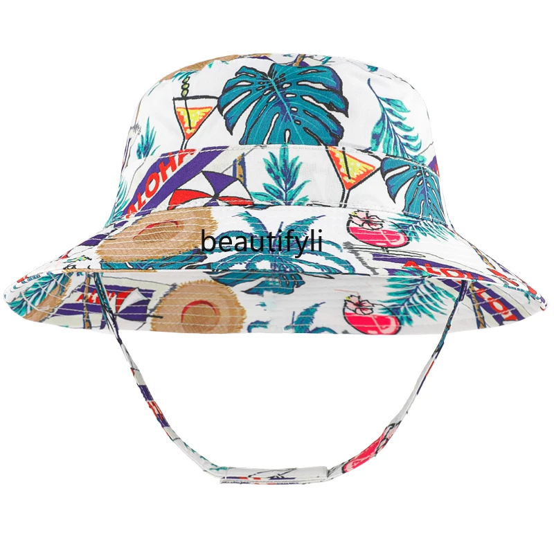 zq Children's Sun Protection Hat Boy Summer Thin Outdoor Sun Protection Girl Cartoon Beach Bucket Hat