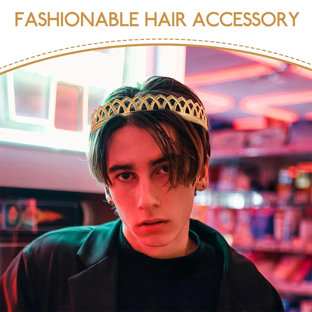 2 قطعة تاج الأداء الأوروبي غطاء الرأس صب تقليم كتاب زينة حفلة الهالوين الملكي الملك التيجان الرجال الكبار المعادن #2