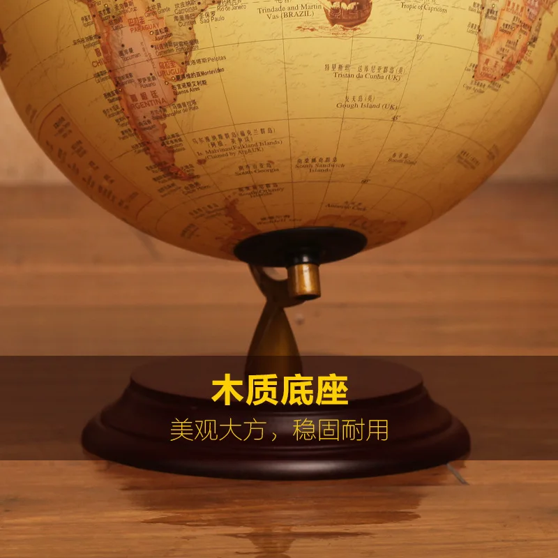 Retro Led World Earth Globe Map 360 Degree Rotating World Globe Geography Map All English Office Desk Decoration Table Lamp