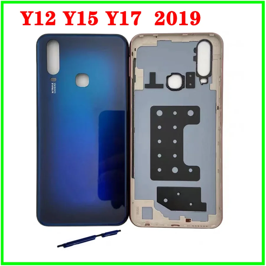 In Stock For VIVO Y12 Y15 Y17 2019 Middle Frame Back Battery Cover Door Housing case With Out Button Camera Lens