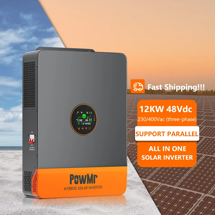 PowMr LCD Large Screen 12KW 230/400Vac Three Phase Hybrid Solar Inverter Support Parallel Pure Sine Wave Solar Inverter