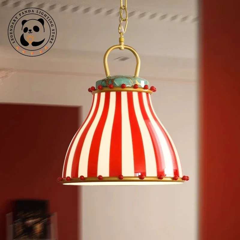 Dreamy Atmosphere LED Lustre Circus Pendant Lights Glazed Glass Lampshade Living Room Chandelier for Kitchen Decor Ceiling Lamp