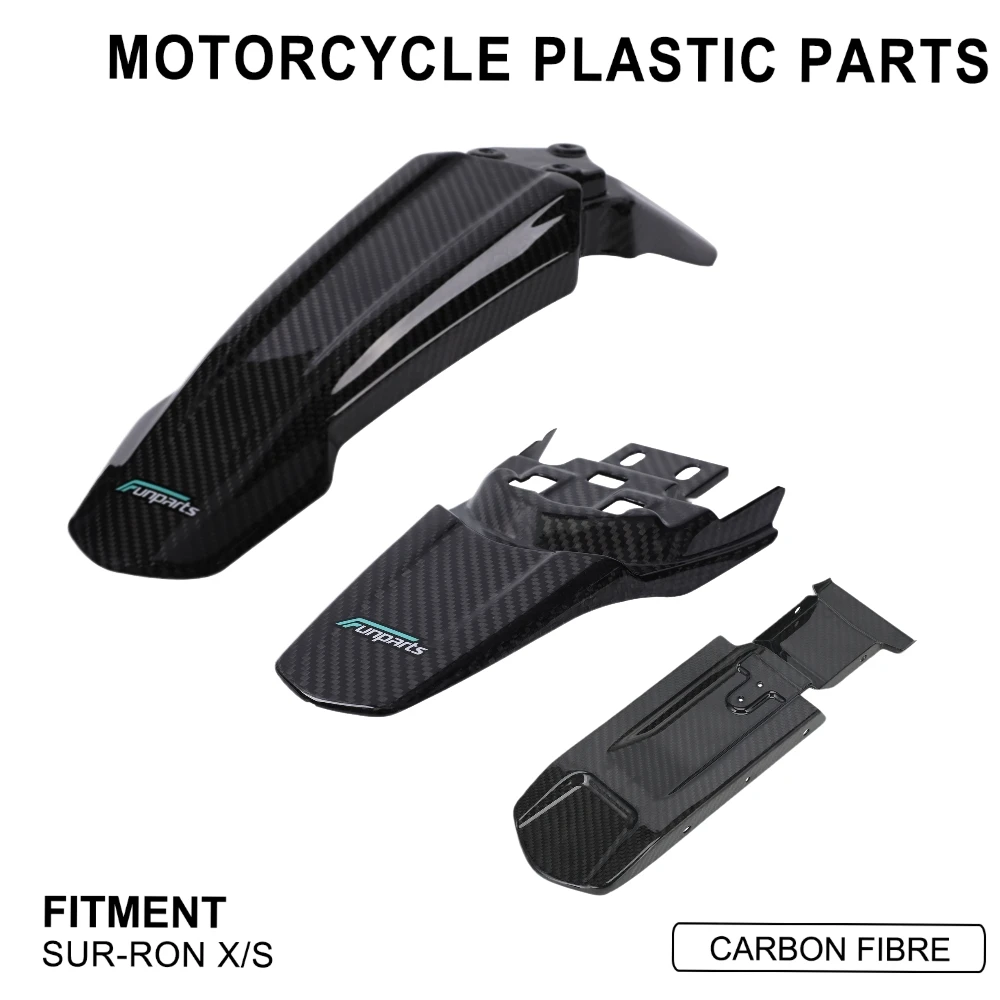 

Funparts For SURRON Lightbee Light Bee X S Electric Bike Front Lengthening Rear Fender Mud Guards Inner panel Carbon Fiber