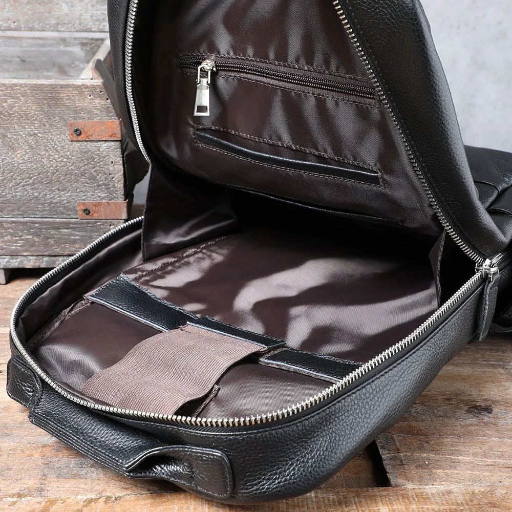 S.WORKER Lässiger Rucksack aus echtem Leder für Herren, 15-Zoll-Laptop-Rucksack aus Rindsleder, handgefertigt, modischer Preppy-Stil, Schultasche – Detail 16