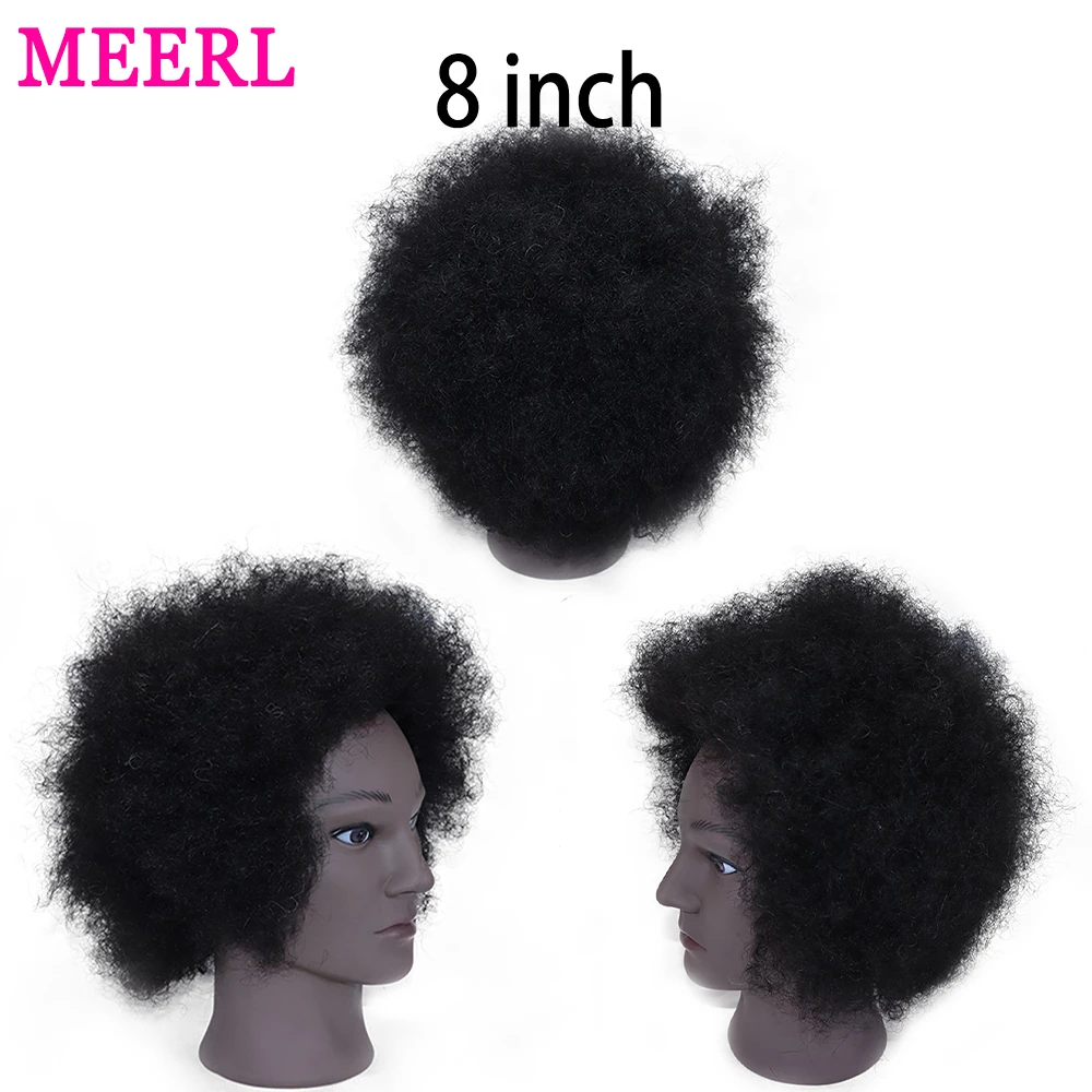 Afro Mannequin Head Real Human Hair Hairdressing Head African Salon Traininghead Manikin Cosmetology Doll For Braiding Styling