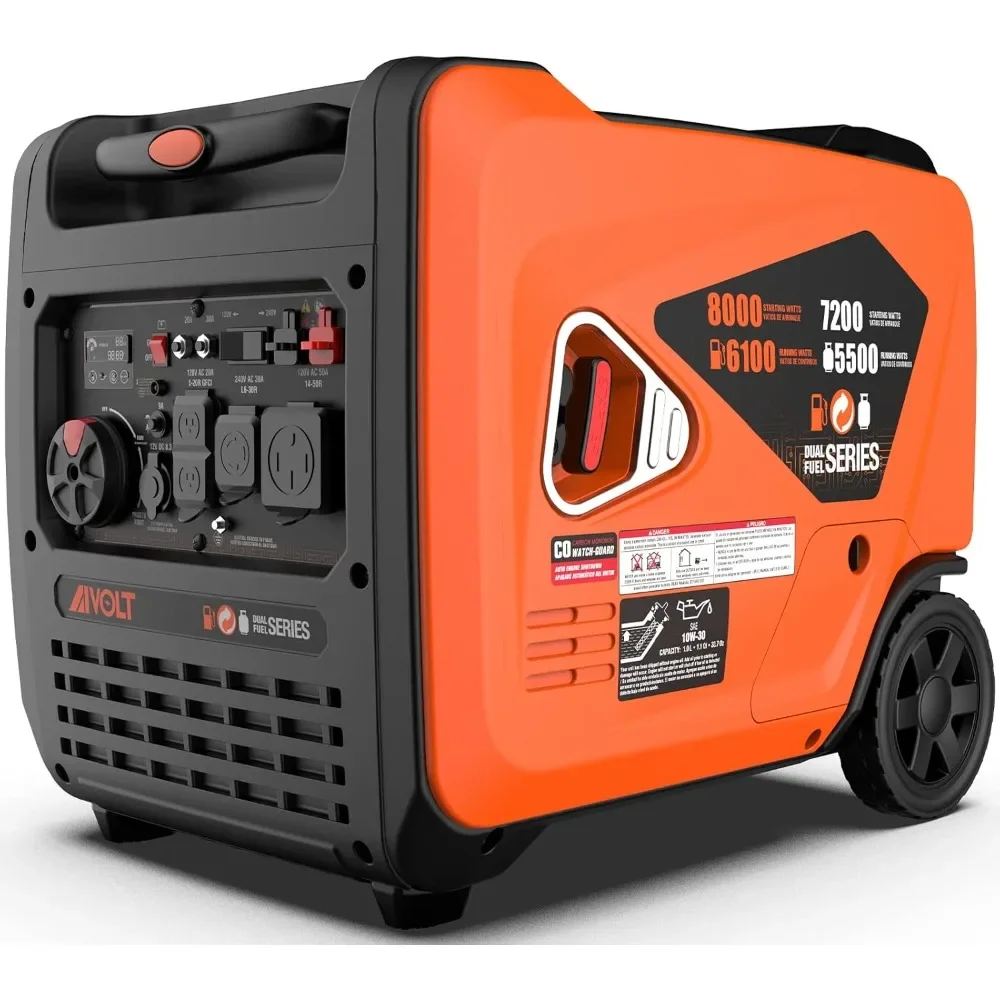 8000 Watts Dual Fuel Portable Inverter Generator Super Gas Propane Powered Electric Start Generators for Camping, Generator