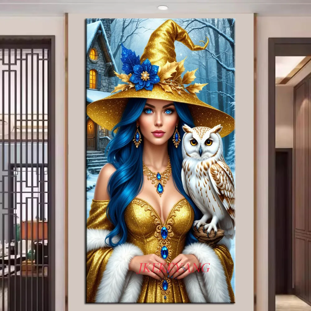 

Beautiful Witch and Owl Picture DIY Diamond Painting Cross Stitch Full Drill Diamond Mosaic New Collection Home Decor